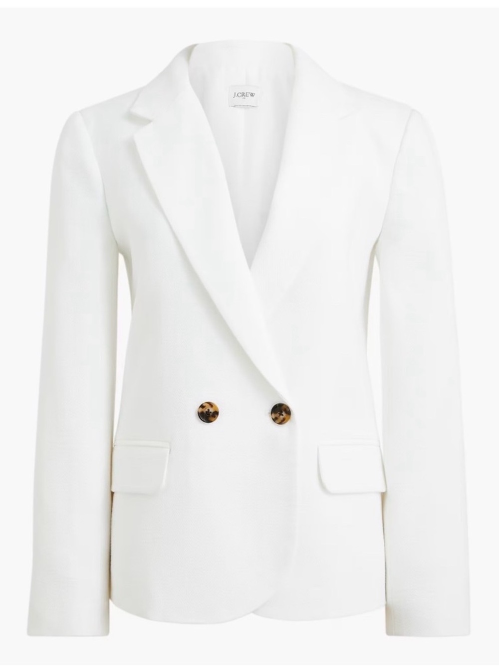 J. Crew Factory Double-Breasted White Blazer with Tortoiseshell Buttons Size 18